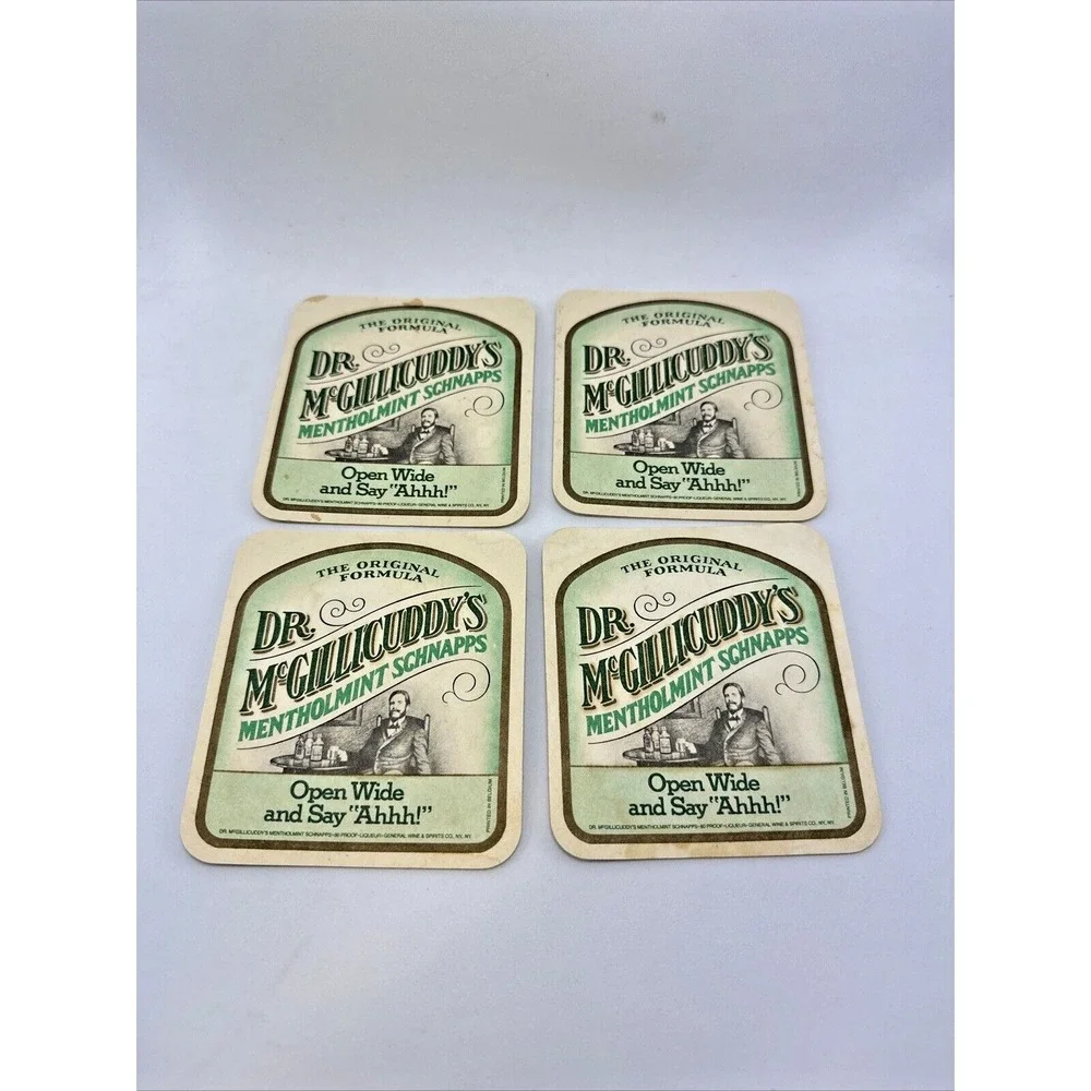 Dr. Mc Gillicuddy's Mentholmint Schnapps CardBoard Coaster Set‎ of 4  Barware